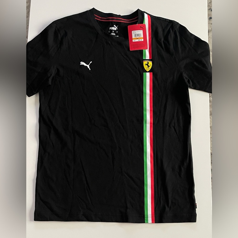 Ferrari Black Tee with Red and Green Accents
